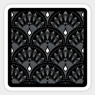 Black and White Peacock Scales Sticker